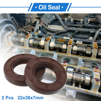 Oil Seal 22x38x7mm Brown 2 x Seal Ring Rotary Shaft Seal FKM Rubber