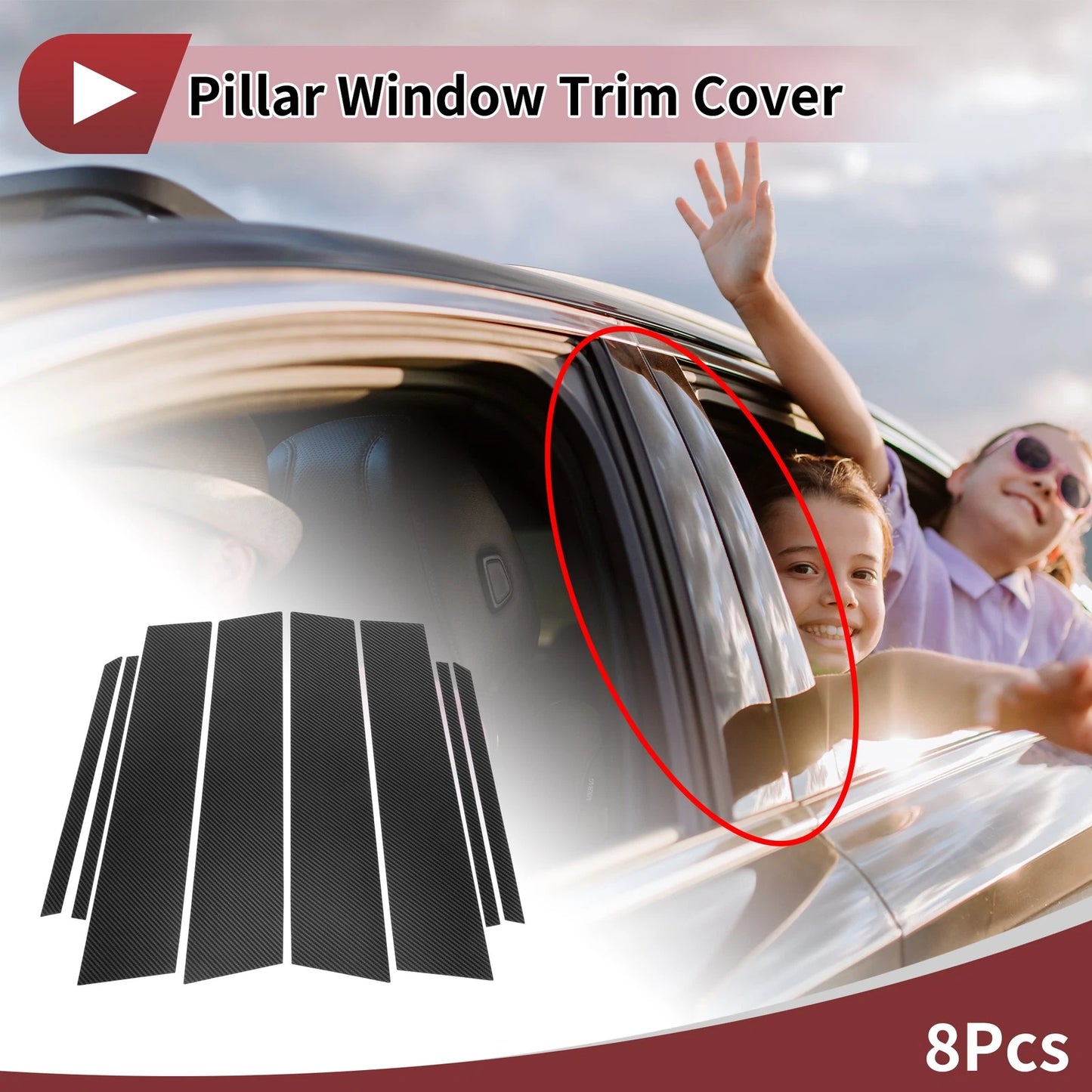 8 Pcs Carbon Fiber Door Pillar Trim for Toyota Venza (2016-2024)