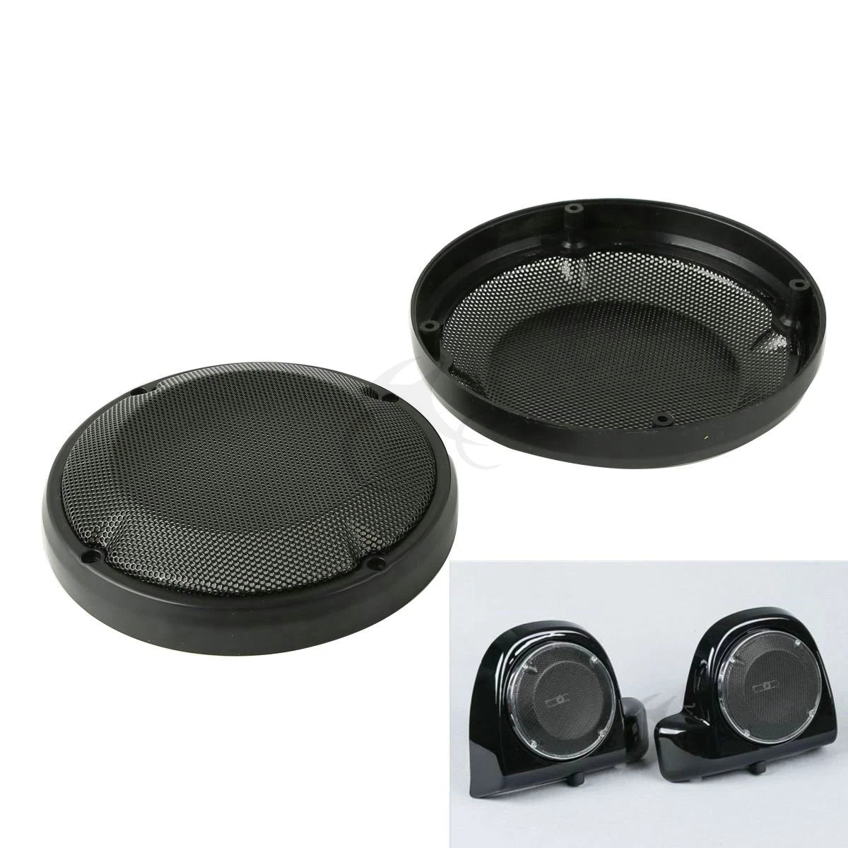 6.5" Black Lower Vented Speaker Grills for Harley Touring (1983-2024)