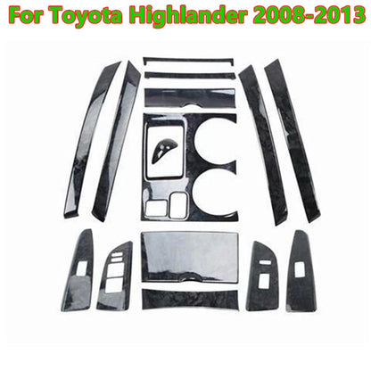 15Pcs Black Console Shift Panel Cover for Toyota Highlander (2008–2013)
