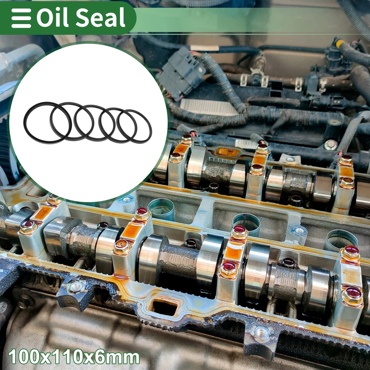 Oil Seal 100x110x6mm Black 5 Pcs Seal Ring NBR Rubber for Make Model