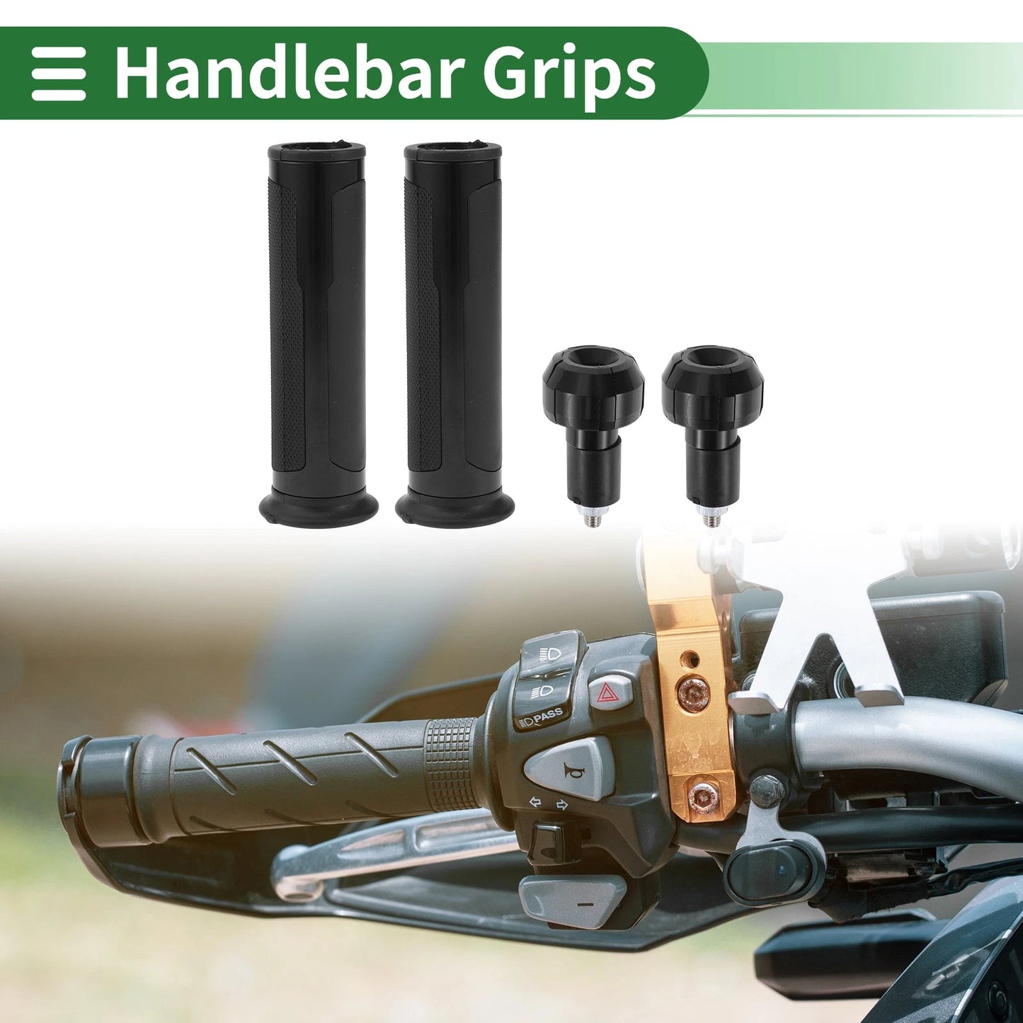7/8" 22mm Hand Grips Cover for Motorcycle Handlebar Rubber Black