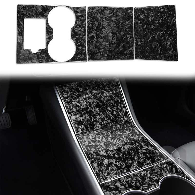 Forged Carbon Fiber Center Cup Holder Panel Trim for Tesla Model 3 2017-2022