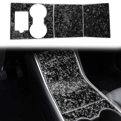 Forged Carbon Fiber Center Cup Holder Panel Trim for Tesla Model 3 2017-2022