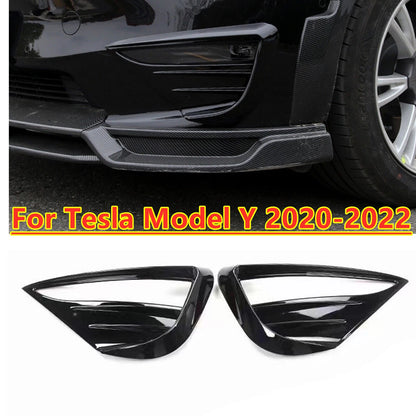 2 x Black Front Fog Light Cover Air Vent Trim for Tesla Model Y (2020–2023)
