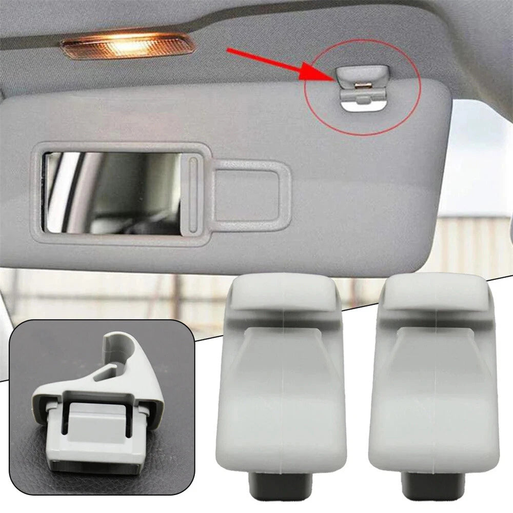 Car Sun Visor Holder Clips Grey for Mitsubishi Lancer, Outlander, ASX