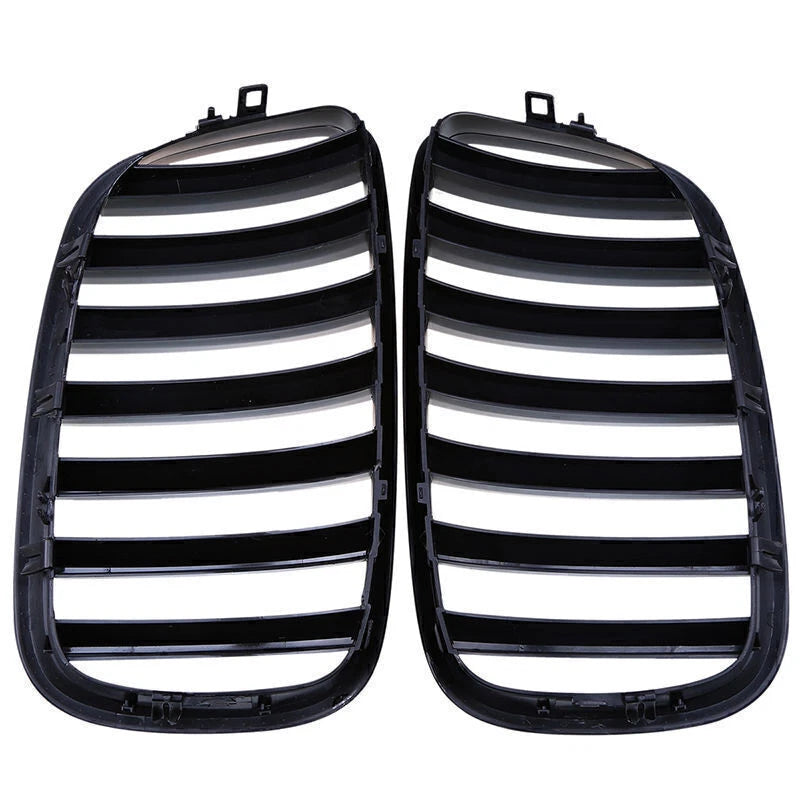 2 x Front Hood Kidney Grills Glossy Black for BMW X5 X6 E70 E71 (2007-2013)