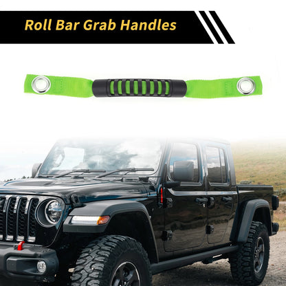 2 x Roll Bar Grab Handles for Jeep Wrangler Roof Rope Handle Green