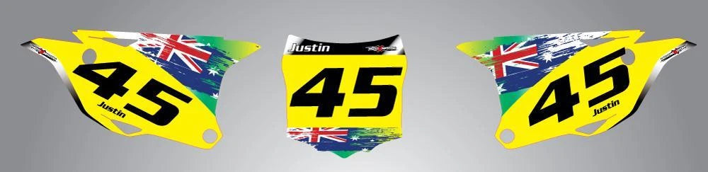 Custom Number Plates 2014 KX 100 Aussie Pride Stickers/Graphics