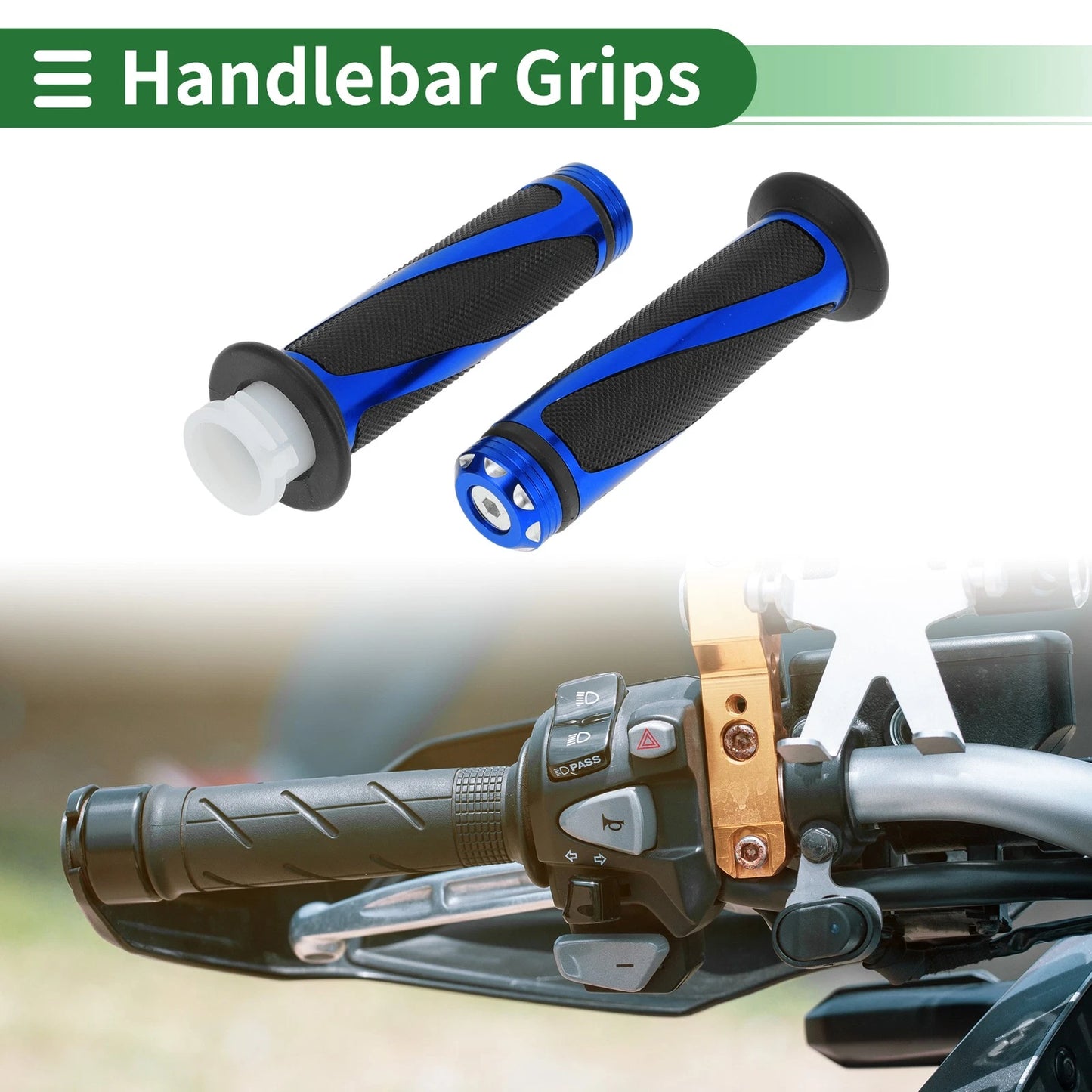 7/8" 22mm Motorcycle Hand Grips Cover Aluminum Alloy Rubber Blue for Make Model