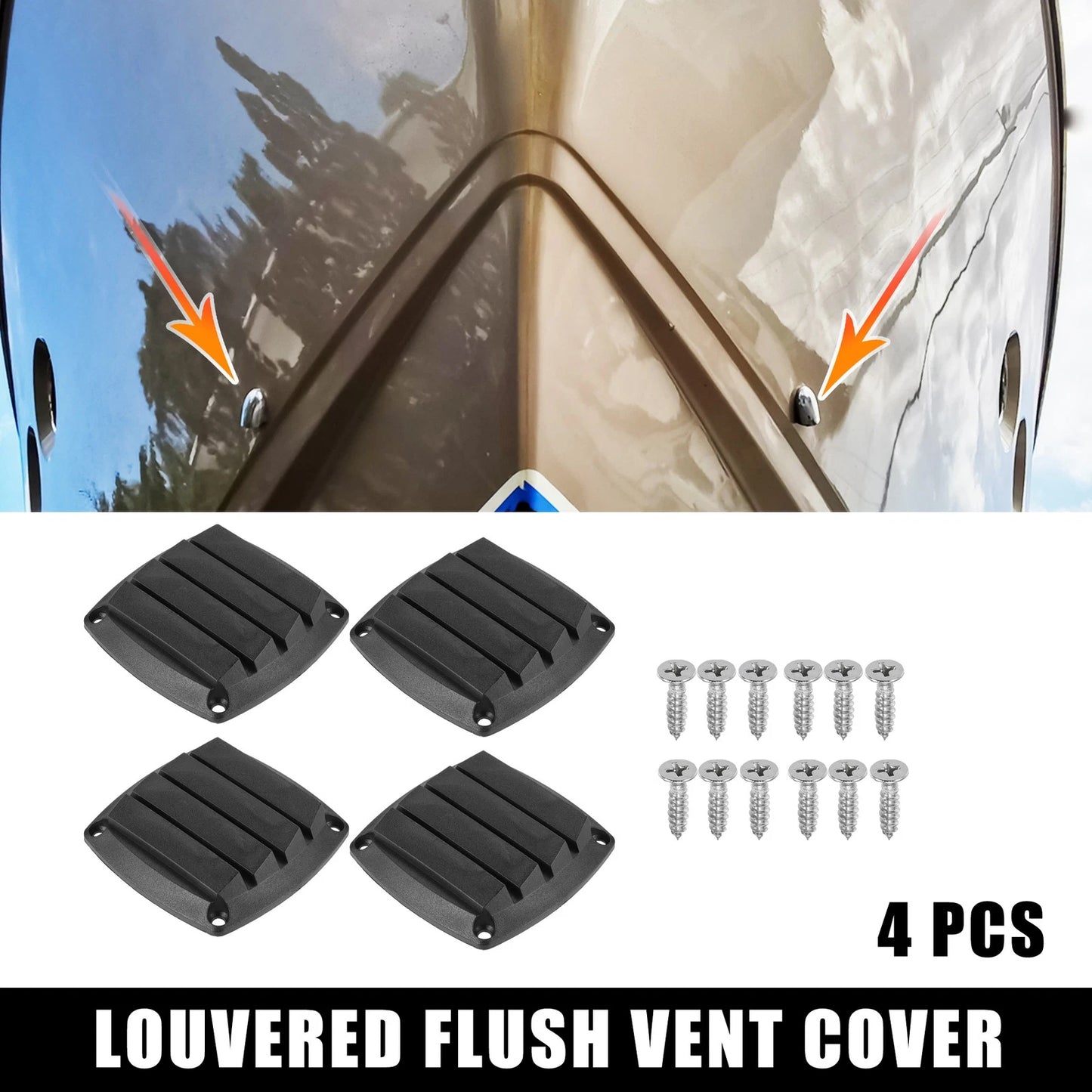 4 x Air Exhaust Ventilator Louvered Grille Cover Vent for Boat Marine