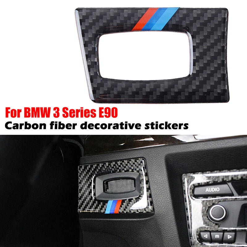 Carbon Fiber Interior Key Hole Frame Cover Trim for BMW E90 E92 E93 3 Series