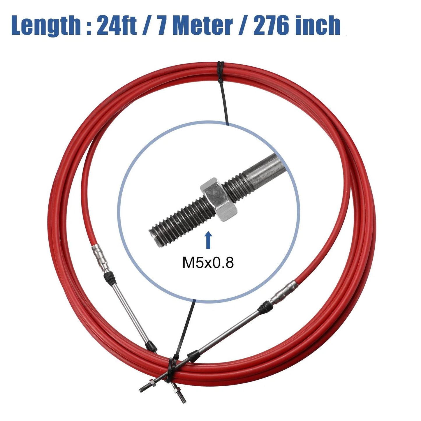1 x 24ft 276 Inch Marine Type Shift Remote Control Box Cable for Yamaha Red