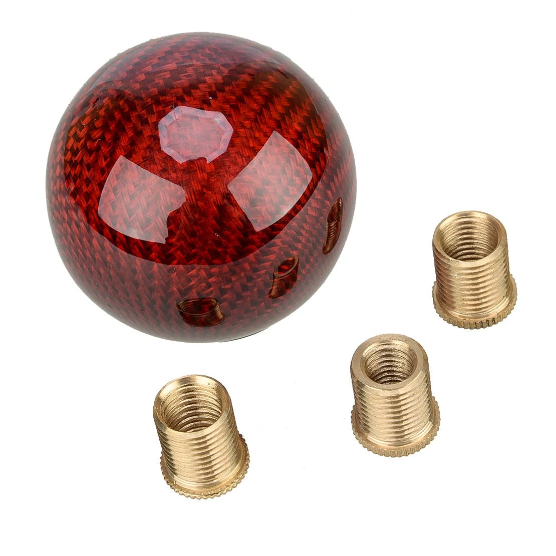 Carbon Fiber Red Ball Manual MT Gear Shift Knob w/ 3 Adapters for Car