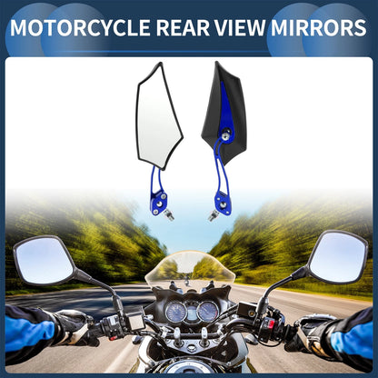 Rear View Mirror M8/M10 Motorcycle Side Rearview Mirror Blue Aluminum Alloy
