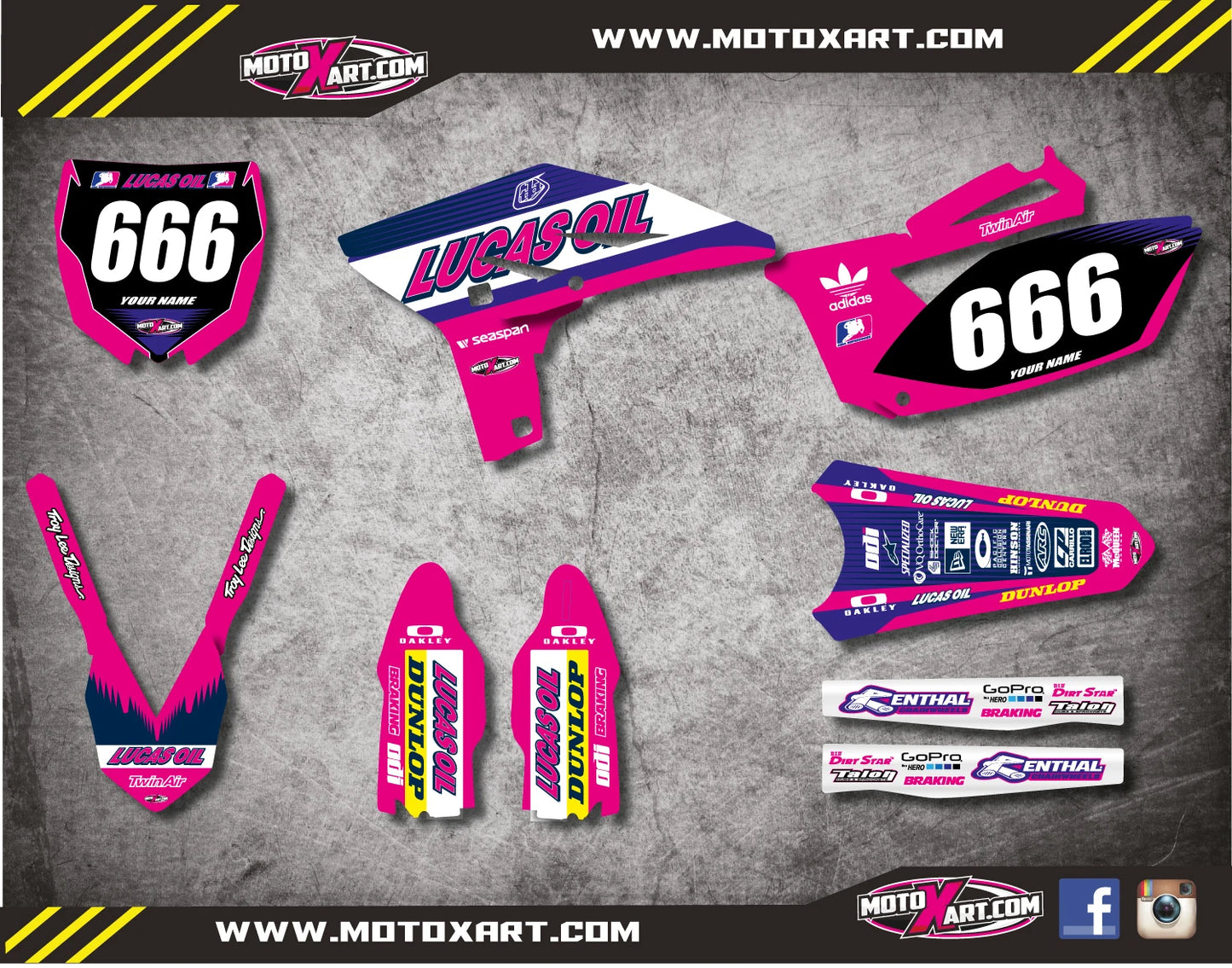 Custom Graphic Kit for Yamaha YZF 250 (2010-2013) - Active Pink Stickers