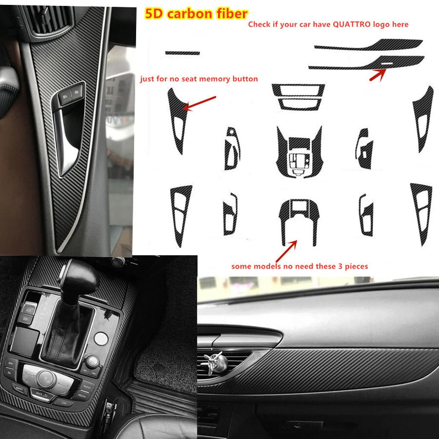 5D / Carbon Fiber / Interior Trim Stickers for Audi A6 C7 (2012–2018)