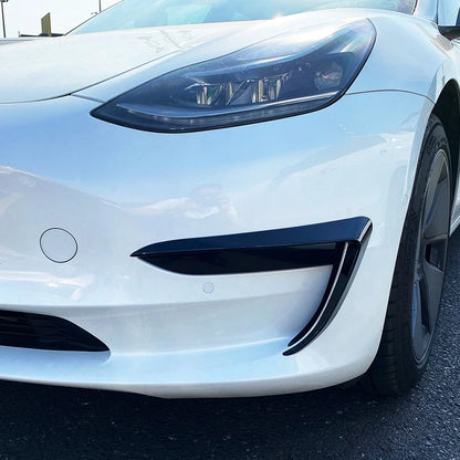 Gloss Black Bumper Side C Canards Covers Trims for Tesla Model 3 (2017–2023)