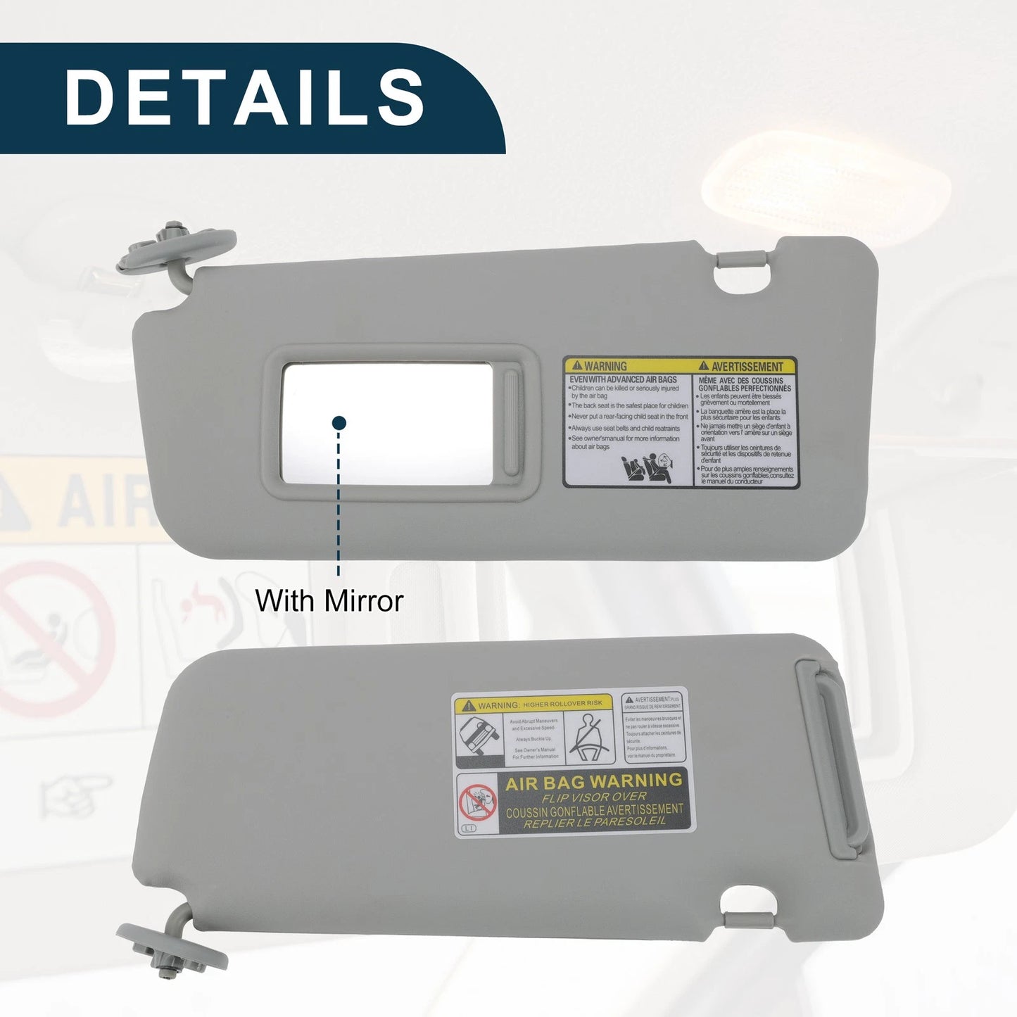 Left Driver Side Sun Visor with Mirror for Toyota RAV4 (2013-2018)