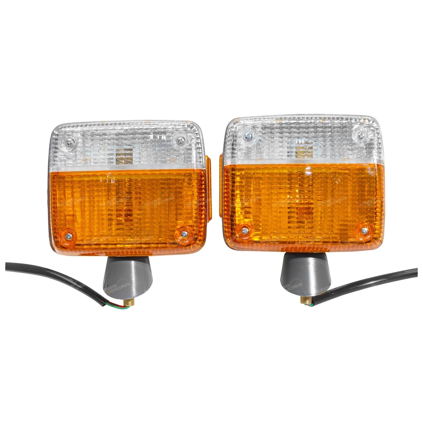 2 x LH+RH Front Corner Lights Grey Base for Landcruiser FJ/HJ/BJ (65-85)