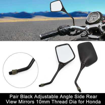 2 x Black Adjustable Angle Side Rear View Mirrors 10mm Thread Dia for Honda