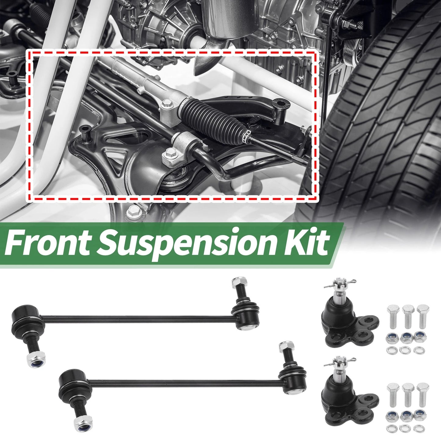 4 Pcs Front Sway Bar Link Ball Joint Suspension Kit for Chevrolet Equinox