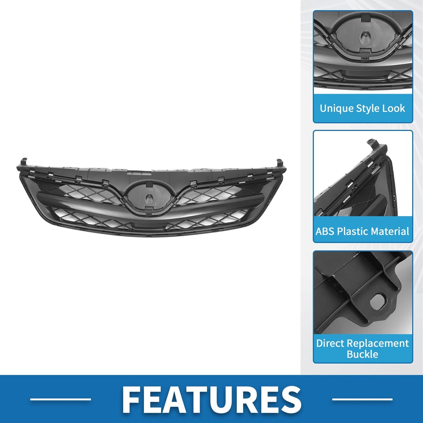 Black Front Hood Bumper Grille for Toyota Corolla (2010)
