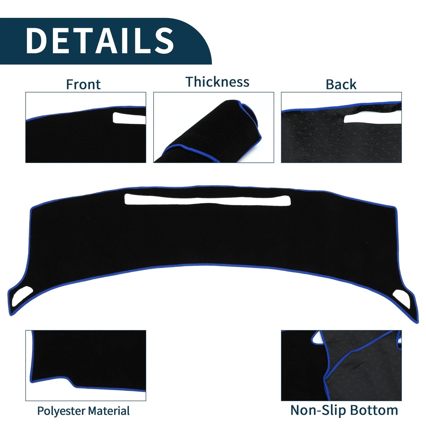 Dashboard Cover Mat for Toyota Prius ZVW55 (2016-2023) Sun Protector Black Blue