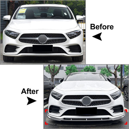 Front Bumper Splitter Lip for Mercedes Benz CLS Class C257 (2018-2021) Black