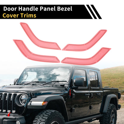 Front Rear Door Handle Bezel Cover Trims for Jeep Wrangler JK JLU (2018-2023)