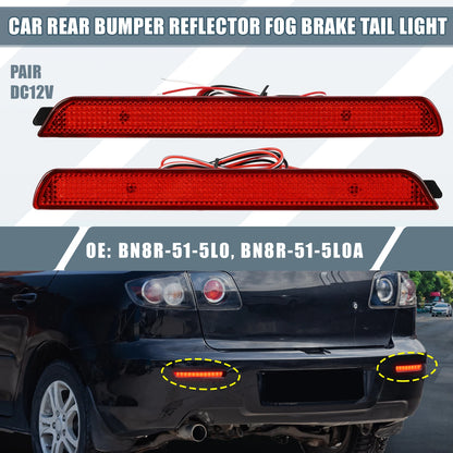 Rear Bumper Reflector LED Brake Tail Lights for Mazda 3 (2005-2009)