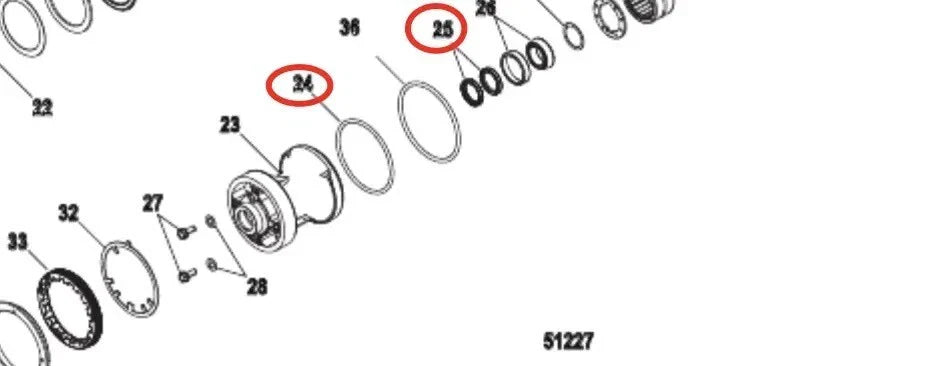 Lower Unit Gearcase Seal Kit for Mercury Mariner 4-Stroke (2000-2023)