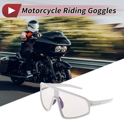 1 Pc Motorcycle Riding Goggles Gray Lens White Frame PC Cycling Sunglasses
