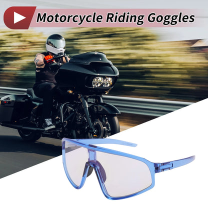 1 Pc Motorcycle Riding Goggles Light Gray Lens Blue Frame PC Cycling Sunglasses