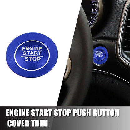 Blue Engine Start Stop Button Cover Trim for Jeep Cherokee, Dodge (2014-2023)