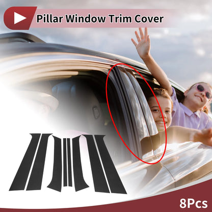 Door Pillar Window Trim for Hyundai Santa Fe 2006-2012 Carbon Fiber Black