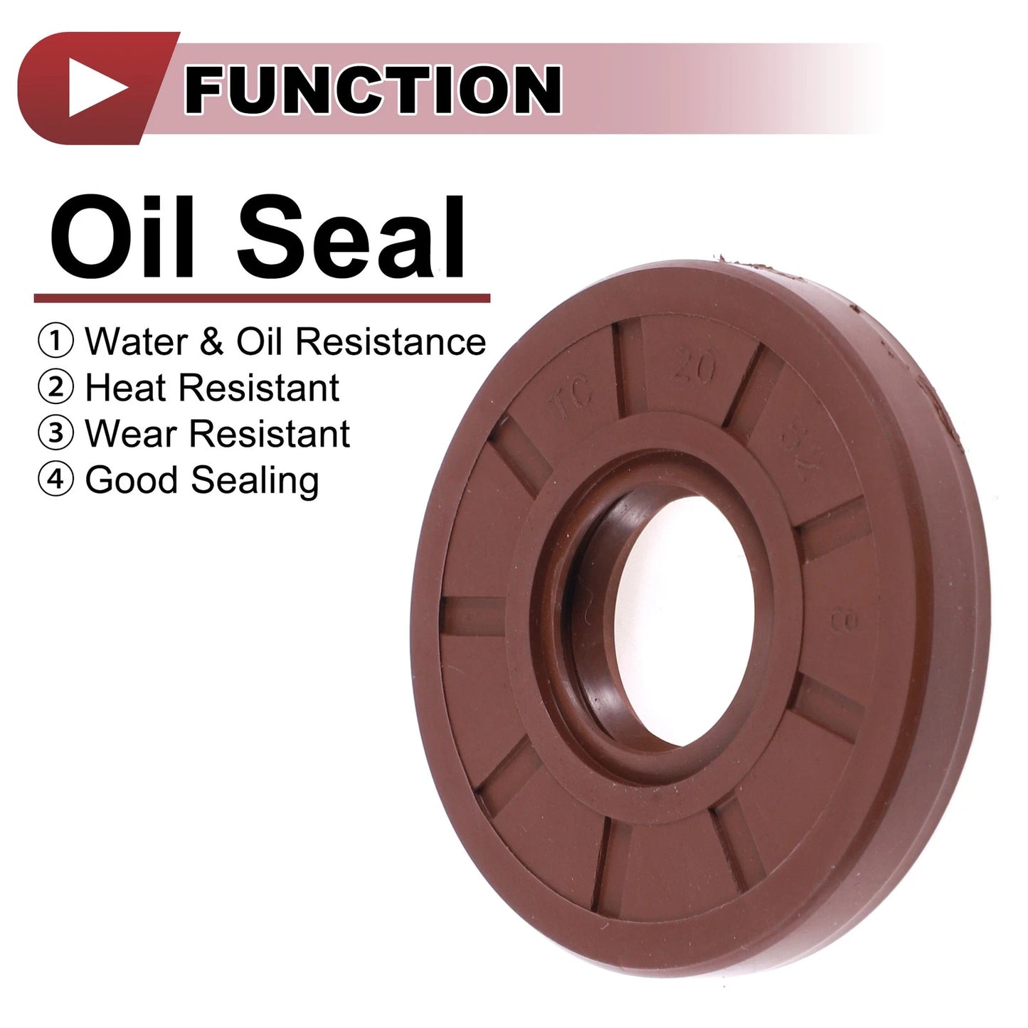 Oil Seal Rotary Shaft Seal FKM Rubber 20x52x8mm Brown 2 x