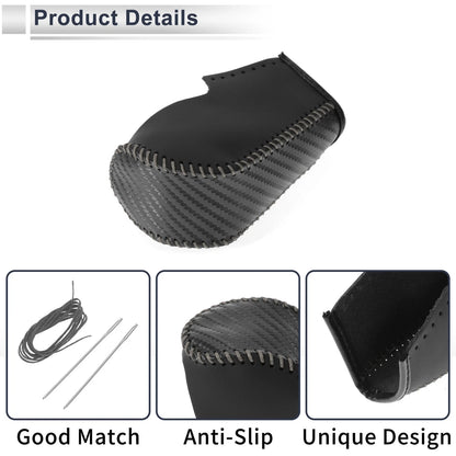 Gear Shift Knob Cover for BMW 3 Series Black Carbon Fiber Grey (2004 - 2012)