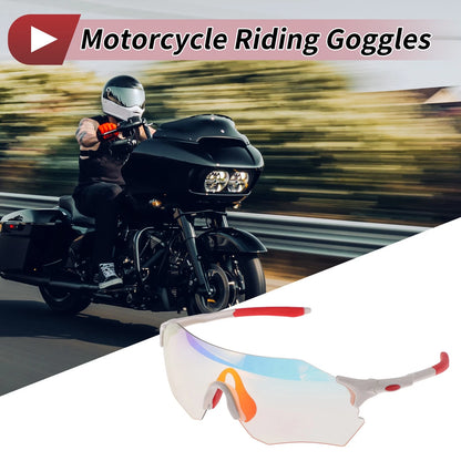 Motorcycle Riding Goggles Light Red Lens White Red Frame PC TPU