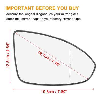Mirror Glass w/ Backing Plate Heated RH for Chevy Cruze (2011-2016)