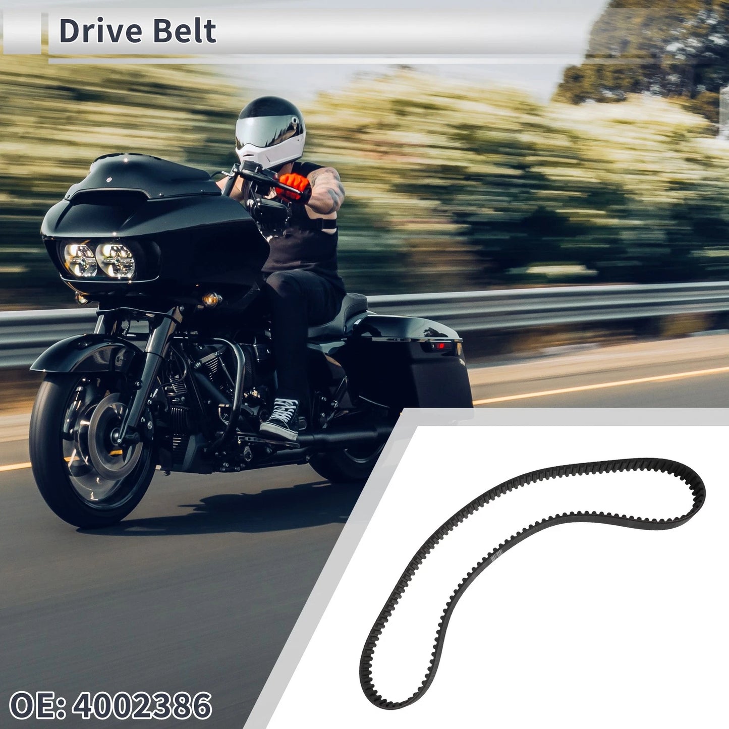 132T Motorcycle Drive Belt V-Belt for Harley Davidson FLHS (1989–1993)