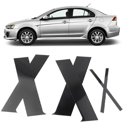 6 x Black Pillar Post Trim Set for Mitsubishi Lancer Sedan (2008-2017)