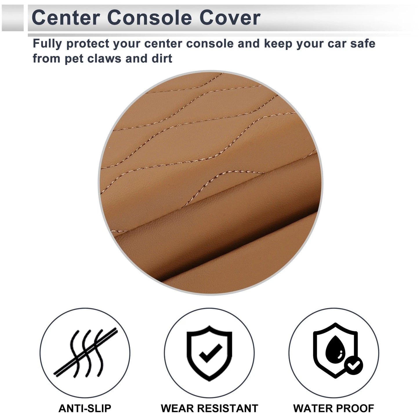 Center Console Cover with Storage Bag for BMW 5 Series (2011-2017) Light Brown