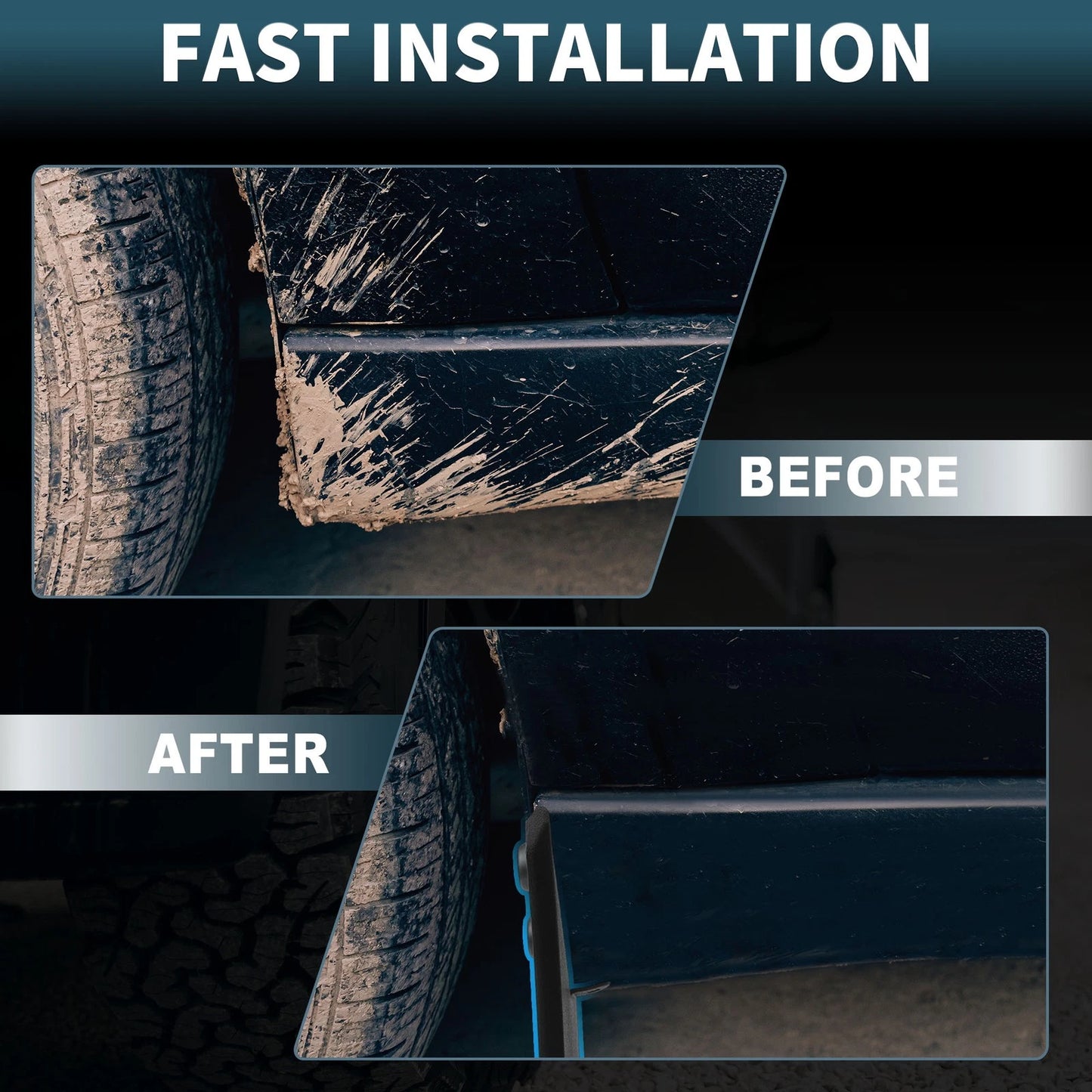 Mud Flaps Kit for Toyota Tacoma Splash Guards (2024-2025) No-Drill Installation