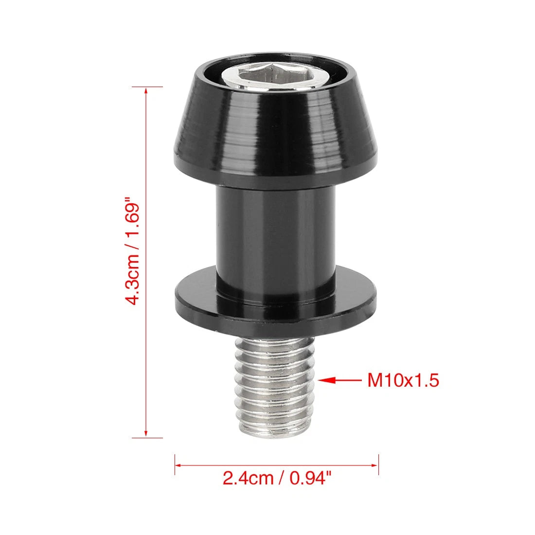 M10x1.5 Motorcycle CNC Swingarm Slider Spools Bobbins Starting Frame Screw Black