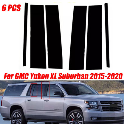 6X Door Window Trim Cover Pillar Post Black for GMC Yukon XL Suburban (2015–2020)