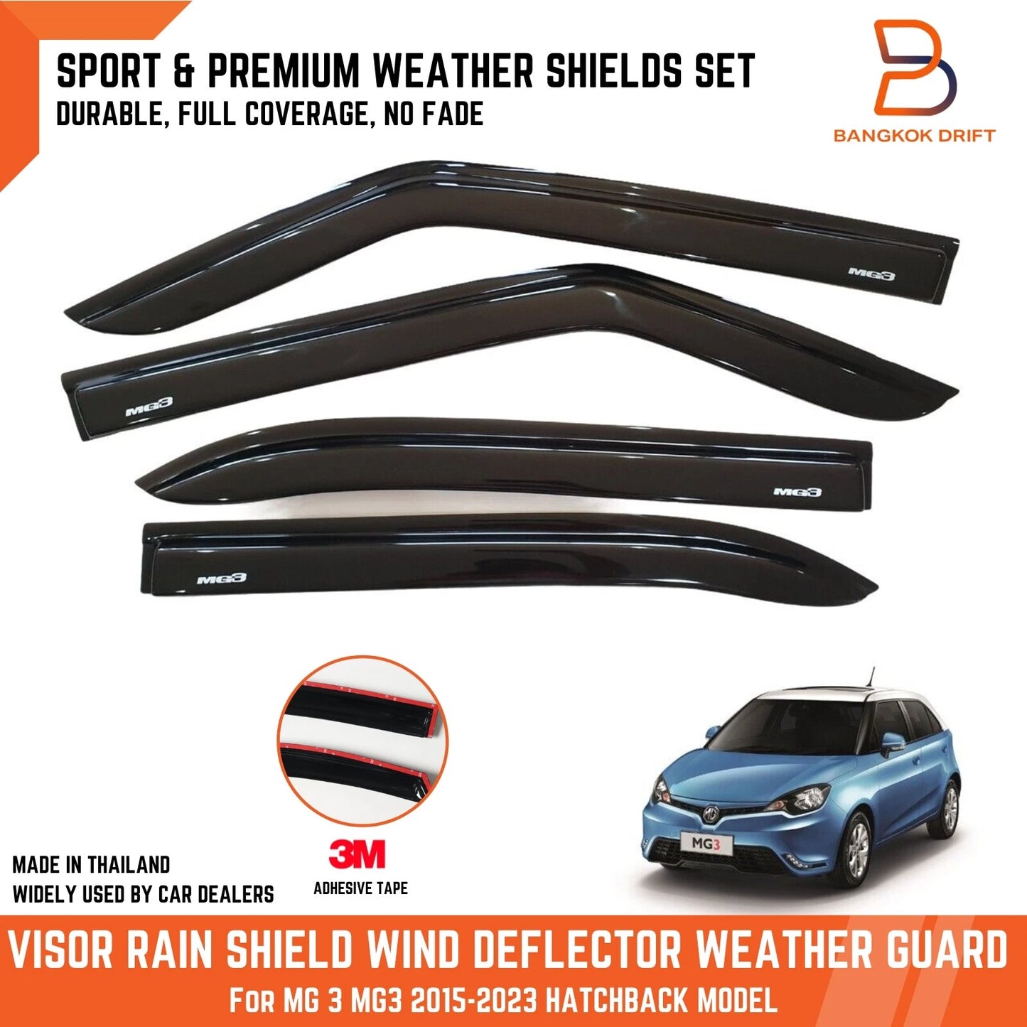 Visor Rain Shield Wind Deflector Weather Guard for MG 3 MG3 (2015-2023)