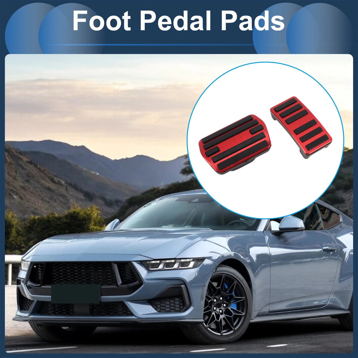 2 x Foot Accelerator Pedal Covers for Ford Mustang Mach-E (2021-2025) Red