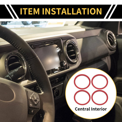 AC Vent Dashboard Decoration Rings for Toyota Tacoma (2016-2023) Red 1 Set