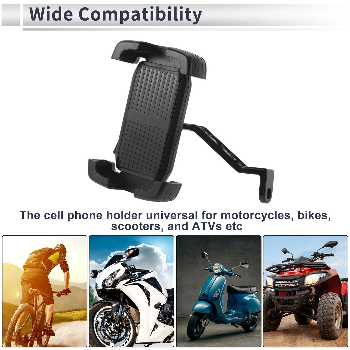 Motorcycle Phone Mount Holder for Rearview Mirror Mount 4.7-7.2in ABS